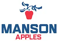 Logo of "Manson Apples" with a stylized apple and leaf graphic above the text.