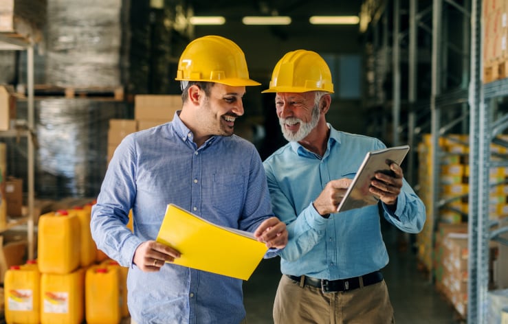 Men discussing produce traceability