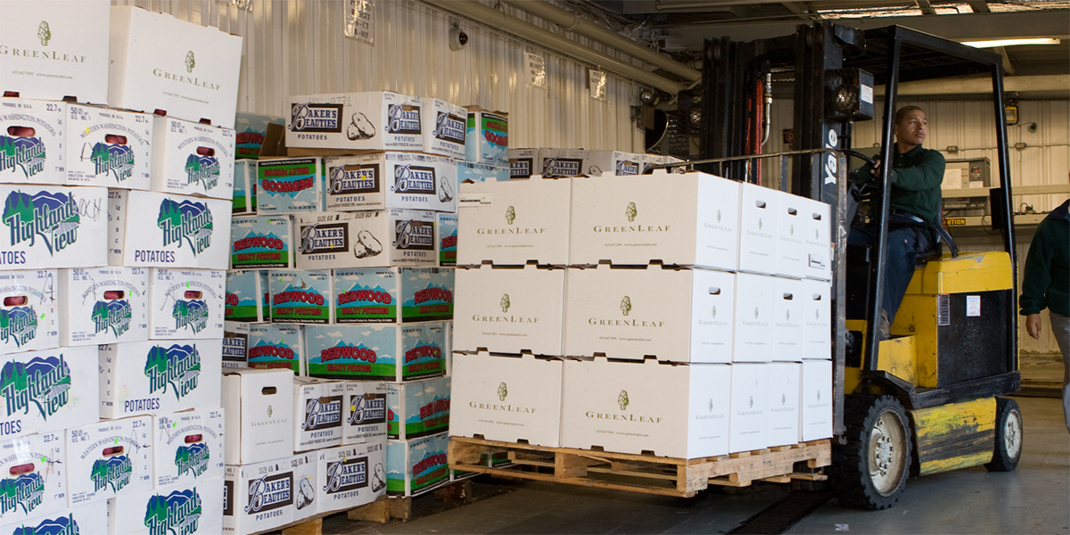 Forklift with pallets